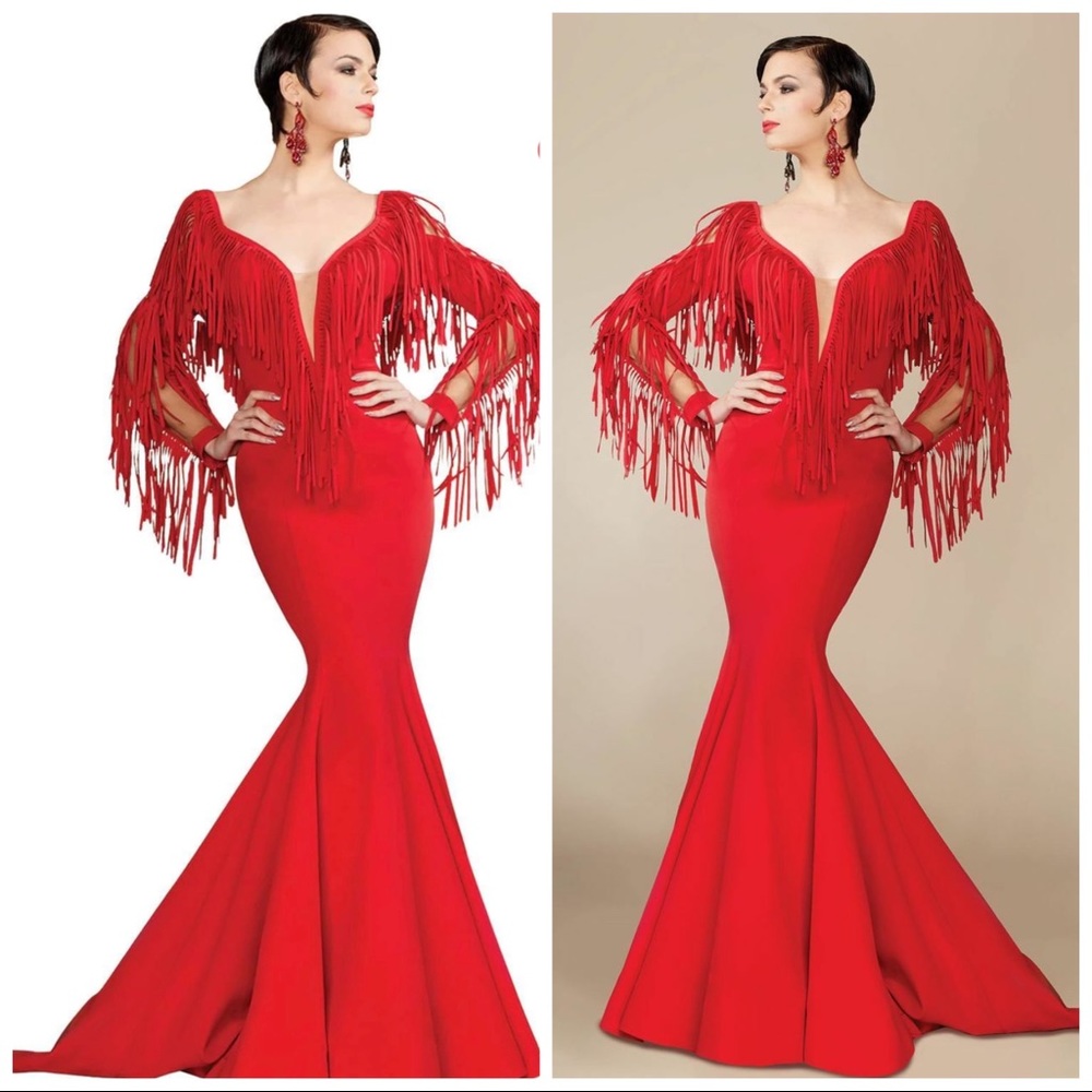 Mnm couture Red Fringe Dress